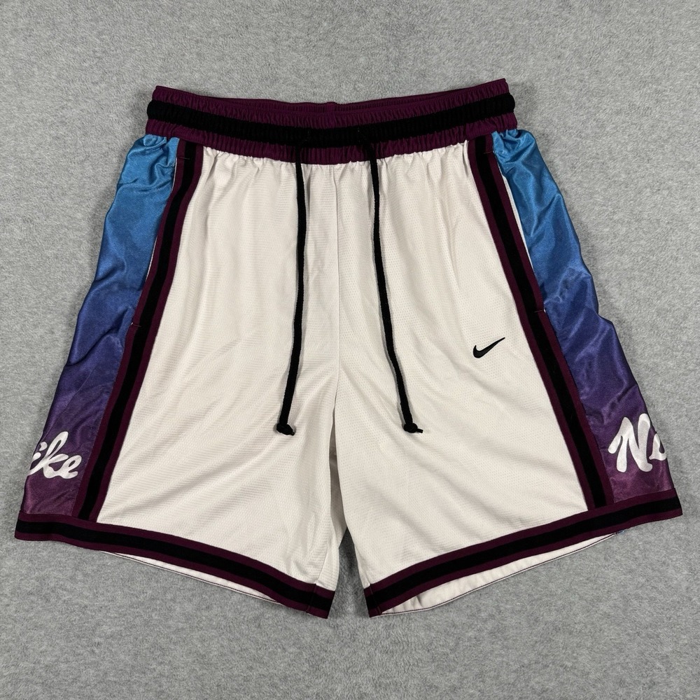 Nike Dri-FIT Men's Basketball Shorts M White Purple Gradient Zip Pocket
